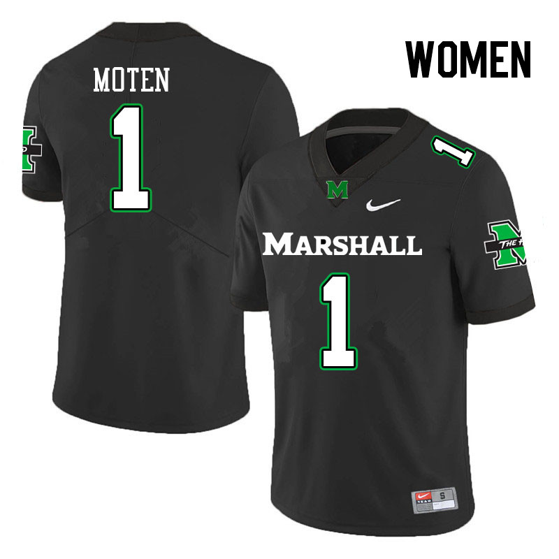 Women #1 Josh Moten Marshall Thundering Herd College Football Jerseys Stitched-Black
